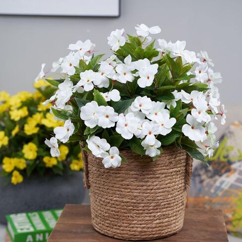 2PCS Artificial Flowers Impatiens Bushes Silk Flower Greenery Indoor Garden Light Office Wedding Decor (Pink) in Saudi Arabia