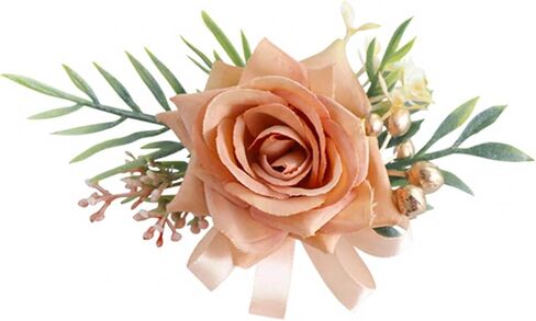 Wrist Corsage and Boutonniere Set, Wine Red Rose Boutonniere Wrist Corsage for Bridal Bridesmaid Men Wedding Party Prom Suit Decorations (Wine Red Corsage & Boutonniere Set) in Saudi Arabia