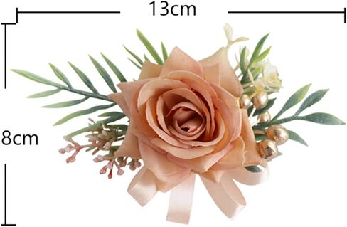 Wrist Corsage and Boutonniere Set, Wine Red Rose Boutonniere Wrist Corsage for Bridal Bridesmaid Men Wedding Party Prom Suit Decorations (Wine Red Corsage & Boutonniere Set) in Saudi Arabia
