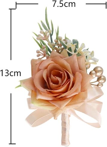 Wrist Corsage and Boutonniere Set, Wine Red Rose Boutonniere Wrist Corsage for Bridal Bridesmaid Men Wedding Party Prom Suit Decorations (Wine Red Corsage & Boutonniere Set) in Saudi Arabia