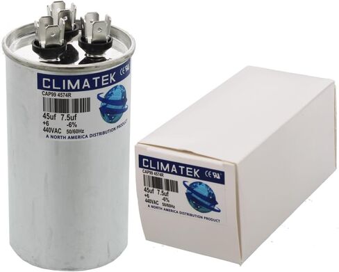 مكثف دائري ClimaTek - يناسب الناقل # HC98JA047D | 45/7.5 فائق التوهج MFD 370/440 فولت تيار متردد in Saudi Arabia
