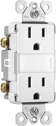 Legrand radiant 1597TRUSBACW 15 Amp GFCI Self Test Tamper Resistant Decorator Duplex Outlet with USB Type A and C, White (1 Count) in Saudi Arabia