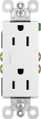 Legrand radiant 1597TRUSBACW 15 Amp GFCI Self Test Tamper Resistant Decorator Duplex Outlet with USB Type A and C, White (1 Count) in Saudi Arabia