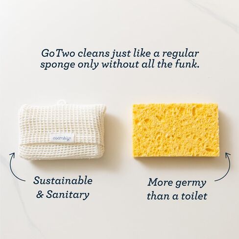 Esembly GoTwo Sudser Set - Dishwashing Kitchen Scrubber and Cleaning Sponge, Long Lasting Silicone Base with Compostable Cotton Mesh Covers in Saudi Arabia