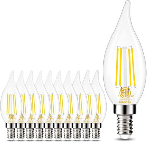 GOLSPARK E12 Candelabra LED لمبة عكس الضوء، 60W ما يعادل 4000K ضوء النهار نوع B مصابيح الثريا، E12 قاعدة خمر خيوط لهب طرف واضح لمبات الشموع الزجاجية، 550 لومن، حزمة من 6 in Saudi Arabia