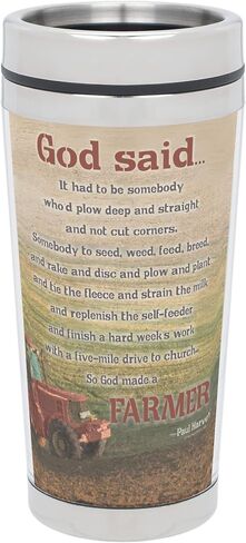 Elanze Designs So God Made a Farmer Tractor Field 16 Ounce Stainless Steel Travel Tumbler in Saudi Arabia
