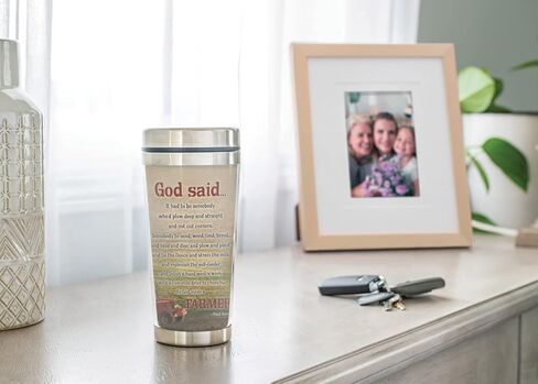 Elanze Designs So God Made a Farmer Tractor Field 16 Ounce Stainless Steel Travel Tumbler in Saudi Arabia