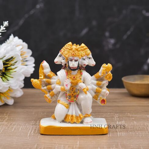 Panchmukhi Hanuman Marble Powder & Polyresin Statue (White, Small Size - 3 inch) in Saudi Arabia