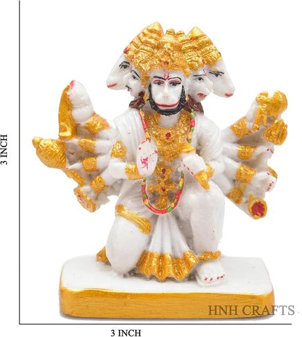 Panchmukhi Hanuman Marble Powder & Polyresin Statue (White, Small Size - 3 inch) in Saudi Arabia