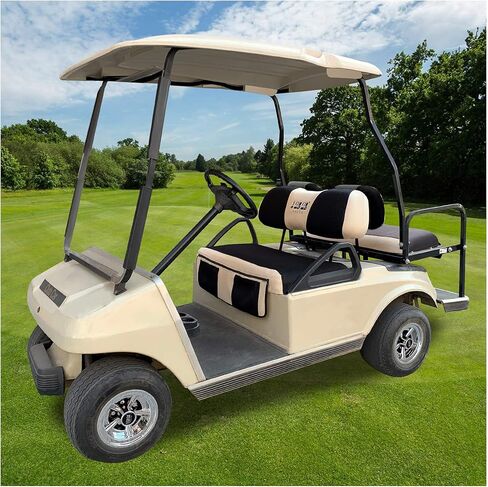 غطاء مقعد عربة الجولف 10L0L New Vision مع جيب قابل للغسل غطاء مقعد شبكي يناسب EZGO TXT RXV Club Car DS (أسود + بيج) in Saudi Arabia