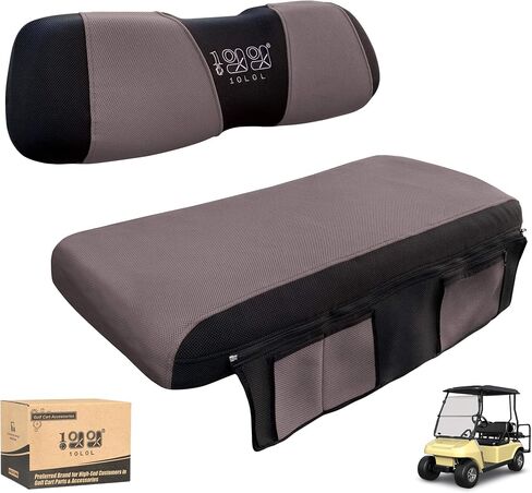 غطاء مقعد عربة الجولف 10L0L New Vision مع جيب قابل للغسل غطاء مقعد شبكي يناسب EZGO TXT RXV Club Car DS (أسود + بيج) in Saudi Arabia