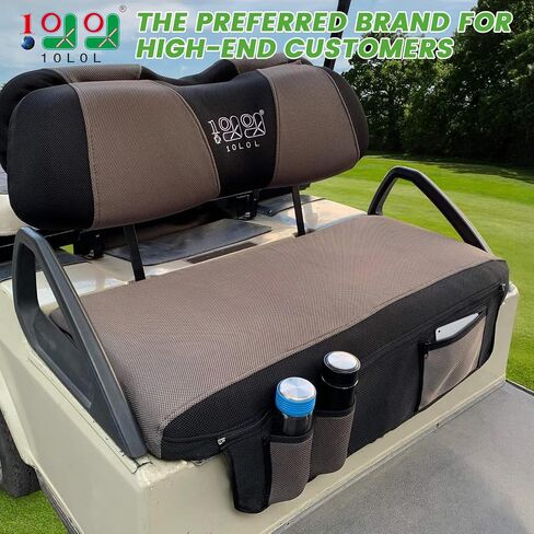 غطاء مقعد عربة الجولف 10L0L New Vision مع جيب قابل للغسل غطاء مقعد شبكي يناسب EZGO TXT RXV Club Car DS (أسود + بيج) in Saudi Arabia