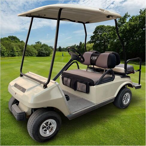 غطاء مقعد عربة الجولف 10L0L New Vision مع جيب قابل للغسل غطاء مقعد شبكي يناسب EZGO TXT RXV Club Car DS (أسود + بيج) in Saudi Arabia
