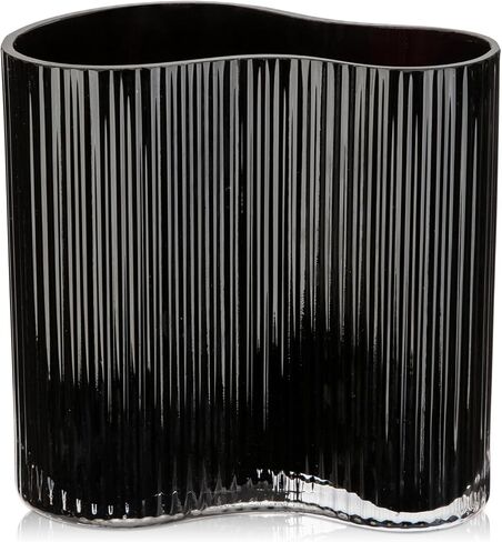 مزهريات زجاجية مضلعة للزهور، مزهريات زهور سوداء للقطع المركزية، مزهرية زجاجية مستطيلة مقاس 7.3 بوصة، مزهرية طاولة مزخرفة لغرفة المعيشة، وطاولة الطعام، والمدخل، والوشاح، والرف، والزفاف in Kuwait