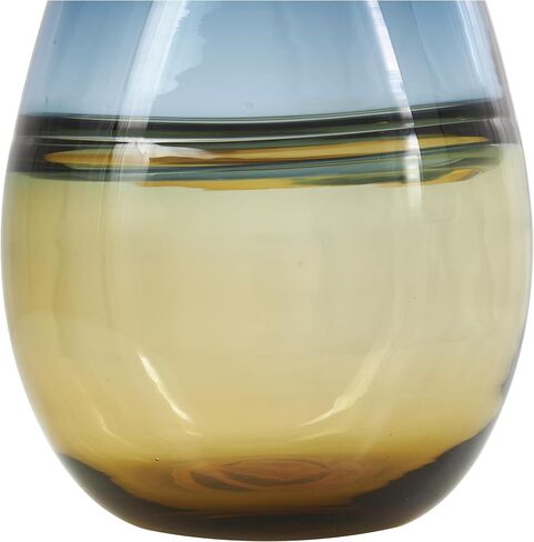 Deco 79 Glass Handmade Decorative Vase Ombre Centerpiece Vase with Yellow Base, Flower Vase for Home Decoration 8" x 6" x 12", Blue in Saudi Arabia