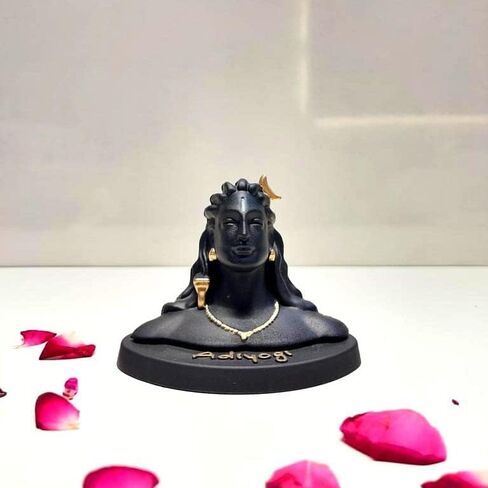 Lord Adiyogi Shiva Statue with Golden Detailing, Mahadev Murti Home/Office Decor and Car Dash Board in Saudi Arabia