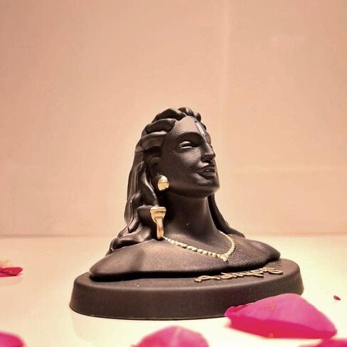 Lord Adiyogi Shiva Statue with Golden Detailing, Mahadev Murti Home/Office Decor and Car Dash Board in Saudi Arabia