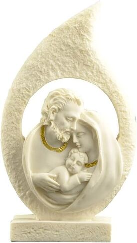 Cici & Jimmy's Retro Holy Family Figurine 4.72" Tall Imitation Sandstone Texture Resin Craft Christmas Nativity Scene Decoration Holiday Sculpture in Saudi Arabia