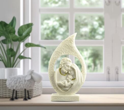 Cici & Jimmy's Retro Holy Family Figurine 4.72" Tall Imitation Sandstone Texture Resin Craft Christmas Nativity Scene Decoration Holiday Sculpture in Saudi Arabia