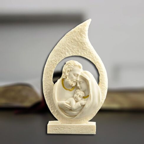Cici & Jimmy's Retro Holy Family Figurine 4.72" Tall Imitation Sandstone Texture Resin Craft Christmas Nativity Scene Decoration Holiday Sculpture in Saudi Arabia