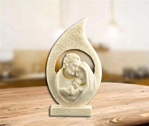 Cici & Jimmy's Retro Holy Family Figurine 4.72" Tall Imitation Sandstone Texture Resin Craft Christmas Nativity Scene Decoration Holiday Sculpture in Saudi Arabia
