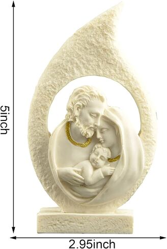 Cici & Jimmy's Retro Holy Family Figurine 4.72" Tall Imitation Sandstone Texture Resin Craft Christmas Nativity Scene Decoration Holiday Sculpture in Saudi Arabia