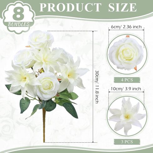 Riceshoot 8 Bundles Artificial Peony Flowers Faux Flowers Satin Silk Rose Lilies Bouquet Vintage Wedding Home Table Door Decor Reusable Bouquet of Rose Flowers for Wedding Birthday Home(Blue) in Saudi Arabia