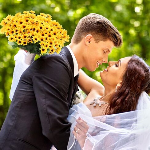 Hotop 24 Bundles Artificial Sunflower Flowers 12 in Bulk Fake Mum Flowers with 22 Small Daisy No Fade Faux Silk Fall Flowers for Autumn Indoor Outdoor Home DIY Table Centerpieces Wedding Decor in Saudi Arabia