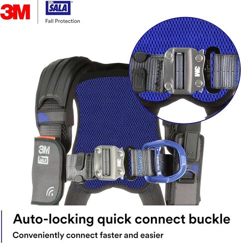 3M 1113037 DBI-SALA ExoFit X300 Comfort Vest Climbing Harness Fall Protection, General Industry, Aluminum Back and Front D-Ring, Auto-Locking Quick Connect Leg and Chest Straps, Large in Saudi Arabia