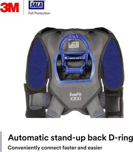 3M 1113037 DBI-SALA ExoFit X300 Comfort Vest Climbing Harness Fall Protection, General Industry, Aluminum Back and Front D-Ring, Auto-Locking Quick Connect Leg and Chest Straps, Large in Saudi Arabia