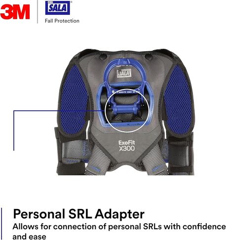 3M 1113037 DBI-SALA ExoFit X300 Comfort Vest Climbing Harness Fall Protection, General Industry, Aluminum Back and Front D-Ring, Auto-Locking Quick Connect Leg and Chest Straps, Large in Saudi Arabia