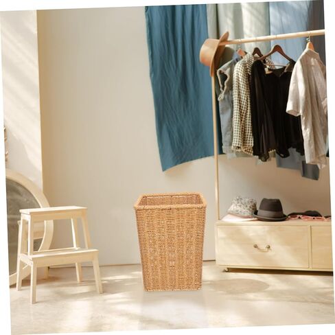 Amosfun Basket for Car Fruit Containers Trash Bin for Car Decorative Garbage Waste Bin Vintage Bud Vases Plant Storage Baskets Pastoral Style Basket Pp Rattan Office Trash Can in Saudi Arabia