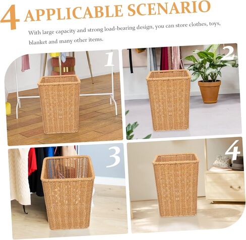 Amosfun Basket for Car Fruit Containers Trash Bin for Car Decorative Garbage Waste Bin Vintage Bud Vases Plant Storage Baskets Pastoral Style Basket Pp Rattan Office Trash Can in Saudi Arabia