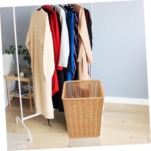 Amosfun Basket for Car Fruit Containers Trash Bin for Car Decorative Garbage Waste Bin Vintage Bud Vases Plant Storage Baskets Pastoral Style Basket Pp Rattan Office Trash Can in Saudi Arabia