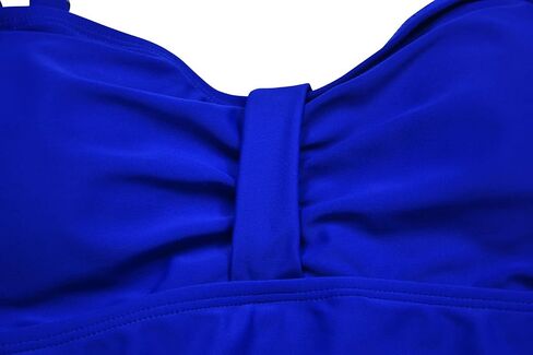 Women's Tankini Swimsuit Top with Ruffle Hem 50's Vintage Shirred Tummy Control Swimsuits in Saudi Arabia