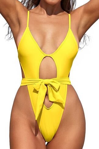 SHEKINI Women's Sexy Cutout Monokini High Cut Thong Bathing Suit Plunge Backless One Piece Swimsuit in Saudi Arabia