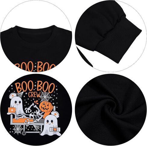 KIDDAD Halloween Nurse Sweatshirt Women Boo Boo Crew Shirts Funny Nurse Ghost Graphic Pullover Tops Spooky Long Sleeve Top in Saudi Arabia