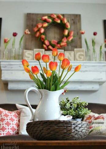 15pcs White Tulips Artificial Flowers Real Touch Tulips Faux Flowers Fake White Tulips for Home Tabl Wedding Decorations Party Baby Shower Centerpieces Bridal Bouquet Decor(White) in Saudi Arabia