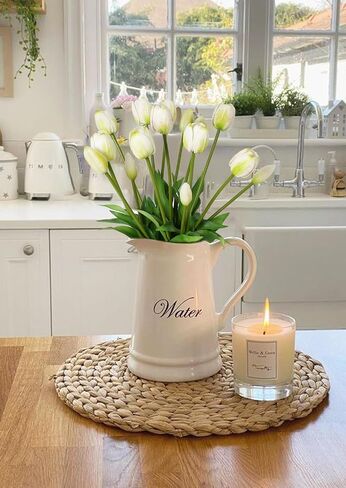 15pcs White Tulips Artificial Flowers Real Touch Tulips Faux Flowers Fake White Tulips for Home Tabl Wedding Decorations Party Baby Shower Centerpieces Bridal Bouquet Decor(White) in Saudi Arabia