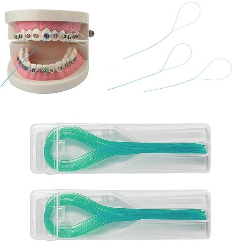 70 Count Dental Floss Threaders for Braces, Bridges, and Implants, Orthodontic Floss Needle Threaders, Traction Device for Teeth Correction, Dental Cleaning Care Accessories in Saudi Arabia