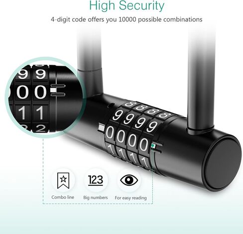 قفل مجمع بأربعة أقراص من أوريا مع كبل قابل للإزالة، أسود، 100000 مجموعة in Kuwait