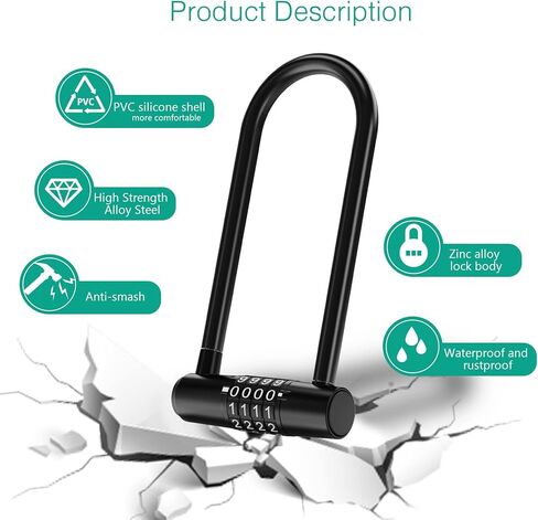 قفل مجمع بأربعة أقراص من أوريا مع كبل قابل للإزالة، أسود، 100000 مجموعة in Kuwait