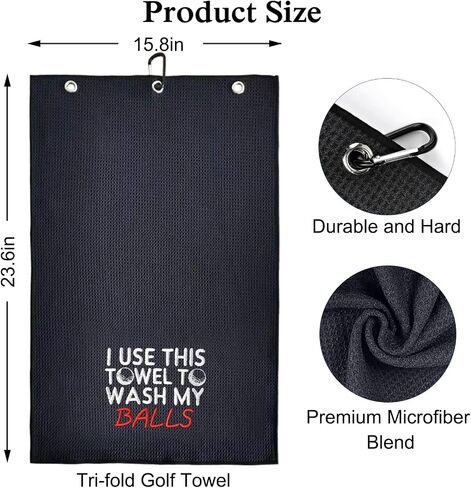 I Use This Towel to Wash My Balls Fun Golf Towel Set, Embroidered Golf Towel with Clips, Fluted Cleaning Brush with Club, Golf Gift for Men Husband Boyfriend Dad, Birthday Gift for Golf Fans in Saudi Arabia