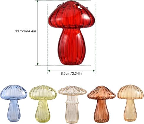 BFYDOAA Colored Glass Bud Vases Set of 4 Mini Mushroom Terrarium Hydroponics Plants Propagation Station for Flower,Reed Diffuser,Table Centerpiece in Saudi Arabia
