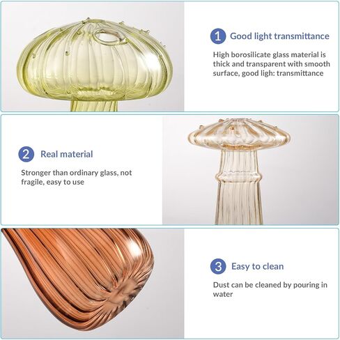 BFYDOAA Colored Glass Bud Vases Set of 4 Mini Mushroom Terrarium Hydroponics Plants Propagation Station for Flower,Reed Diffuser,Table Centerpiece in Saudi Arabia