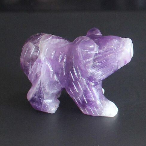 Hand Carved Gemstone Crystal Bear Figurine Animal Statue Carving Office Home Decor 1.5'' (Black Obsidian) in Kuwait
