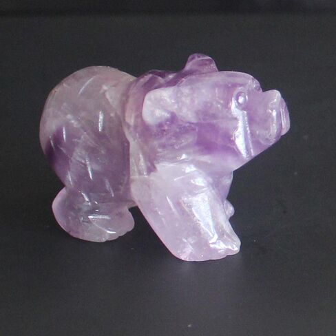 Hand Carved Gemstone Crystal Bear Figurine Animal Statue Carving Office Home Decor 1.5'' (Black Obsidian) in Kuwait