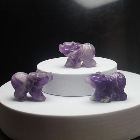 Hand Carved Gemstone Crystal Bear Figurine Animal Statue Carving Office Home Decor 1.5'' (Black Obsidian) in Kuwait