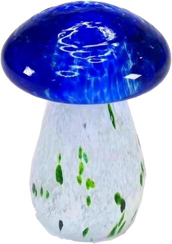 The Bridge Collection 2.76" Glass Blue Topped Mushroom Figurine - Vintage Mushrooms for Home Decor - Blue Mushrooms for Garden, Fairy Garden, Vintage Decor in Saudi Arabia
