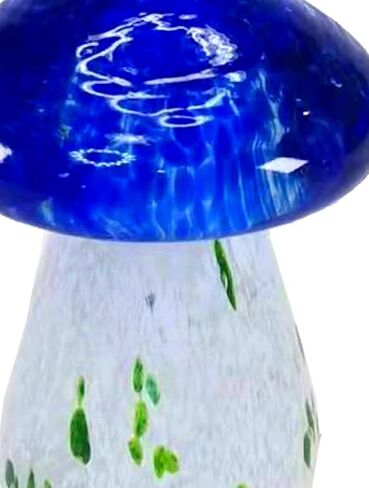 The Bridge Collection 2.76" Glass Blue Topped Mushroom Figurine - Vintage Mushrooms for Home Decor - Blue Mushrooms for Garden, Fairy Garden, Vintage Decor in Saudi Arabia